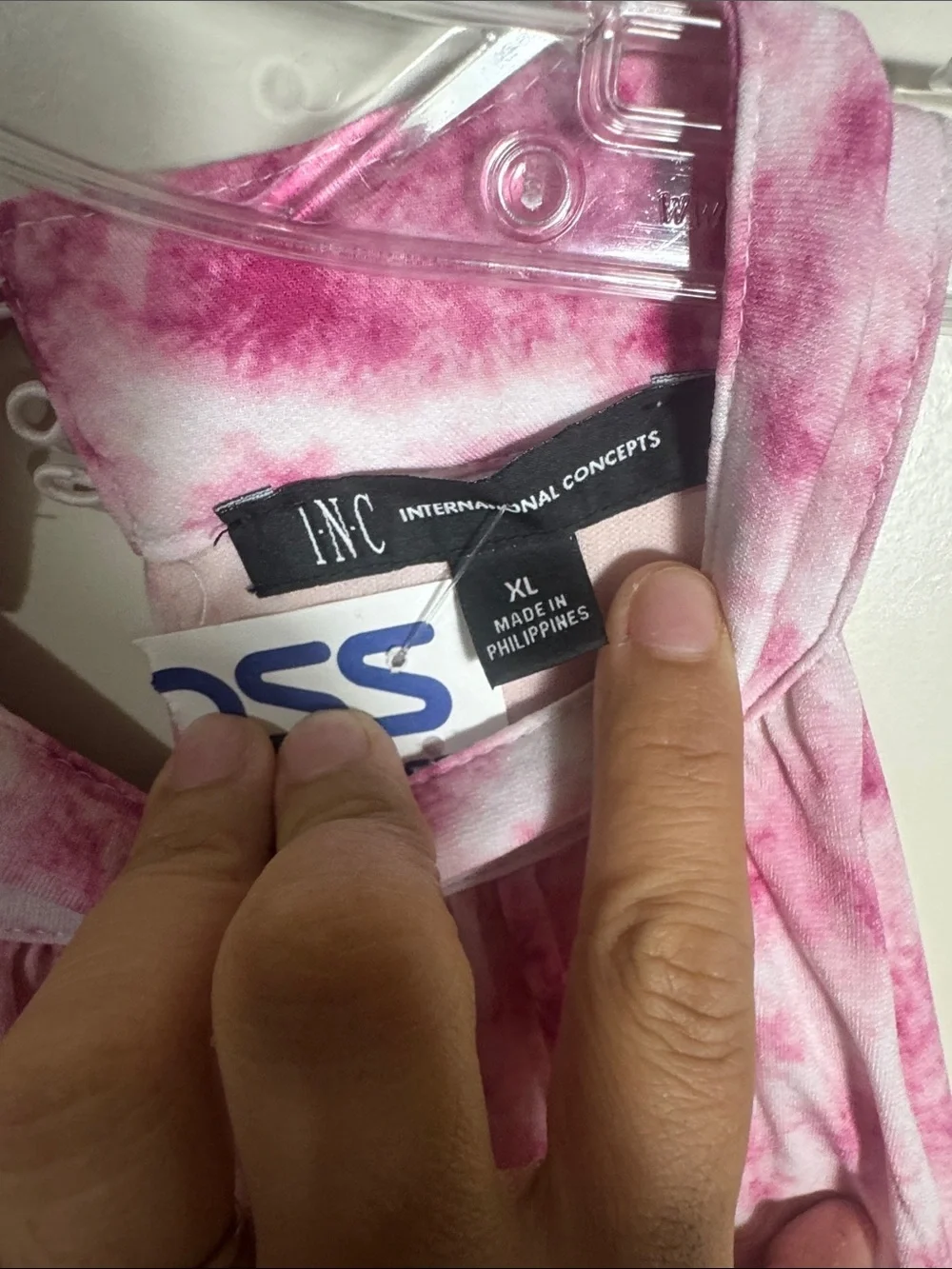 NWT INC Pink Halter Maxi Dress with Tie-Dye Print XL